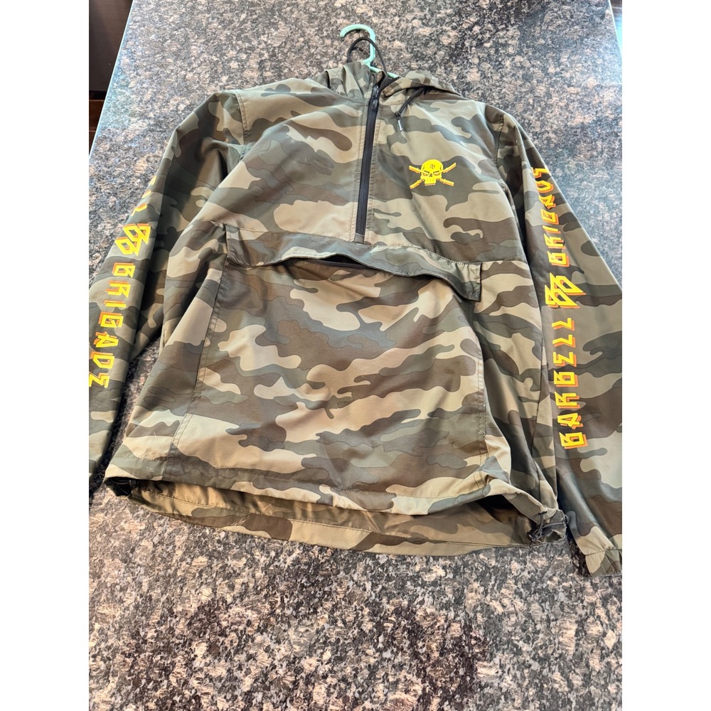 Barbell Brigade Mens Camo‎ Anorak Half Zip Windbreaker Jacket Green Medium